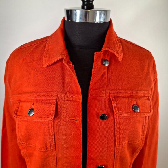 Womens Oversized Utility Jacket Sz S Bright Red Casual Classic - Picture 5 of 16